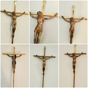 1pc Vntage Jesus Crucifix Brass Cross Wall Hanging